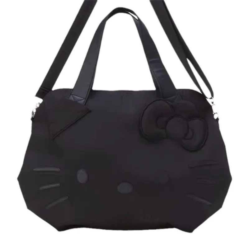 

Sanrio Hello Kitty Y2K Black Shoulder Bags Anime Large Capacity Folding Travel Portable Multifunctional Luggage Bags PVC Handbag