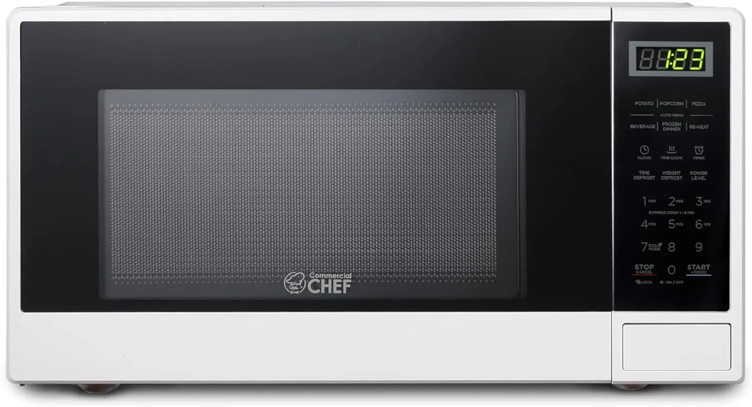

COMMERCIAL CHEF 1.1 Cu Ft Microwave with 10 Power Levels, Small Microwave with Push Button, 1000W Countertop Microwave