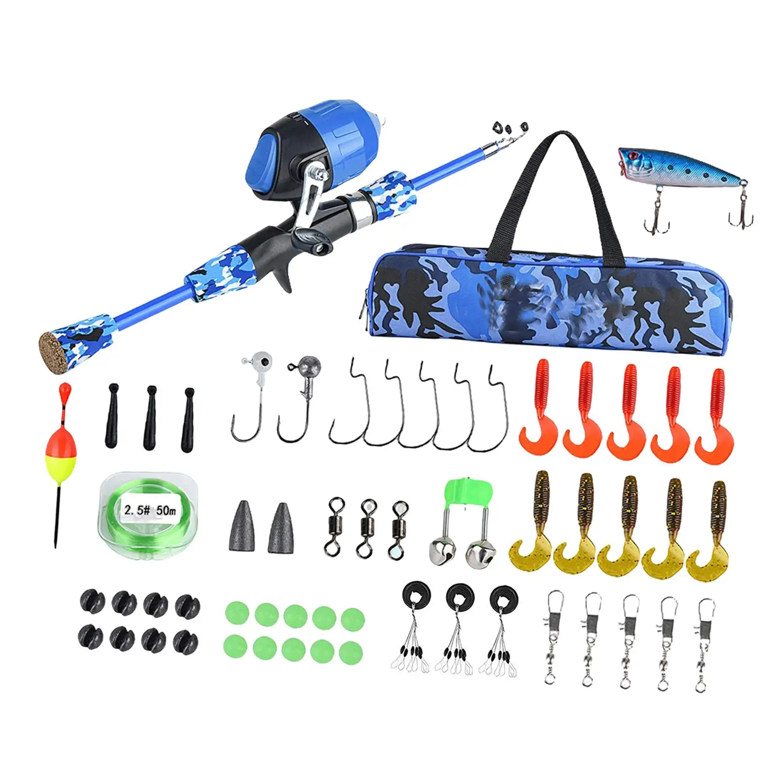 Kids Fishing Rod Set Fishing Pole Fishing Accessories Compact Portable Fishing