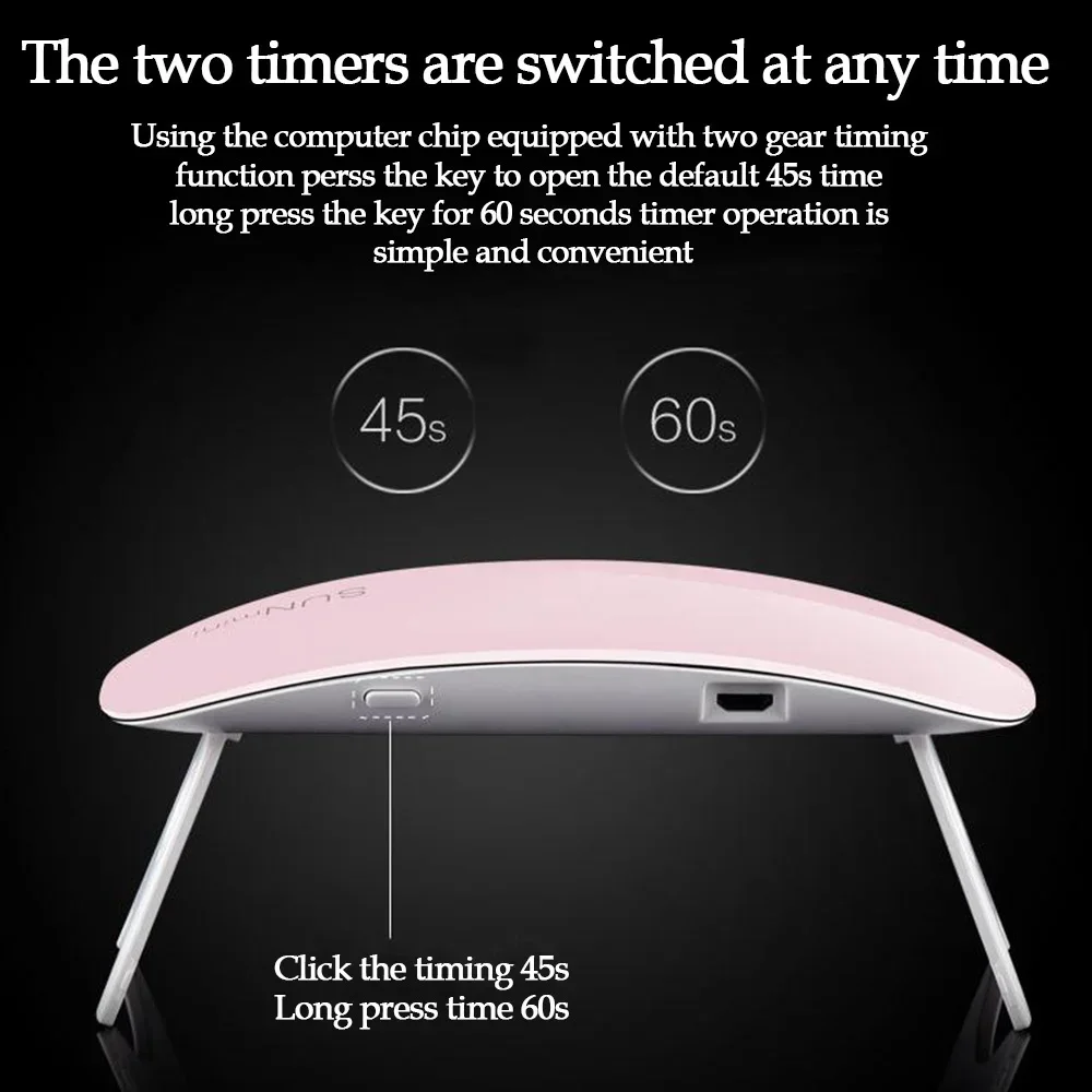 휴대용 6W UV LED 네일 드라이어 기계, 빠른 젤 폴리쉬 경화 미니 램프 (네일 아트 뷰티용)