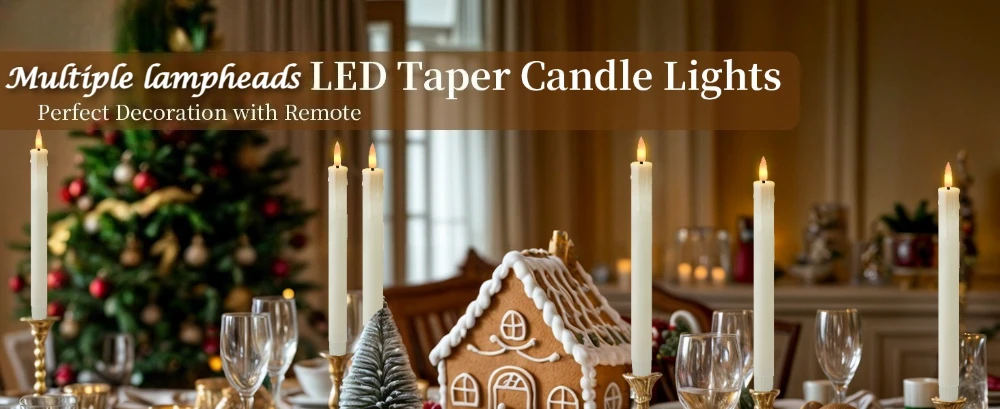 شموع مستدقة LED عديمة اللهب مع مؤقت عن بعد، شمعدانات وامضة تعمل بالبطارية لحفلات الزفاف والهالوين وعيد الميلاد – صورة 1