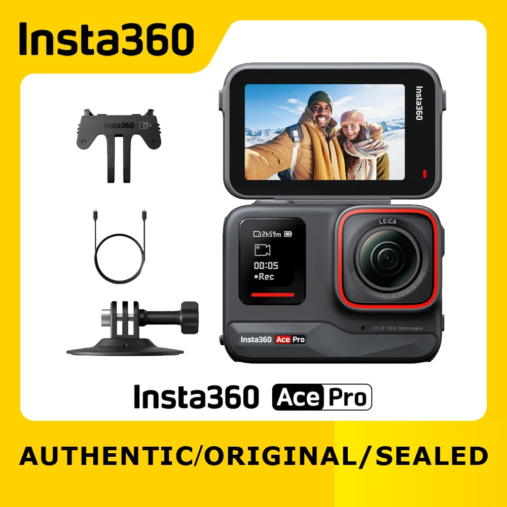 Action Camera Insta360 Ace Pro Waterproof Co-engineered with Leica 1/1.3" Sensor and AI Noise Reduction