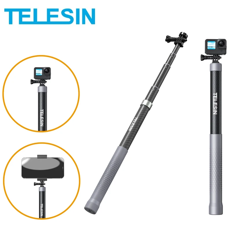 

TELESIN 1,2 м 3 м из углеродного волокна Фотосессия + 1/4 Винт для GoPro 12 11 10 Insta360 X3 X2 DJI OSMO Action 3 4