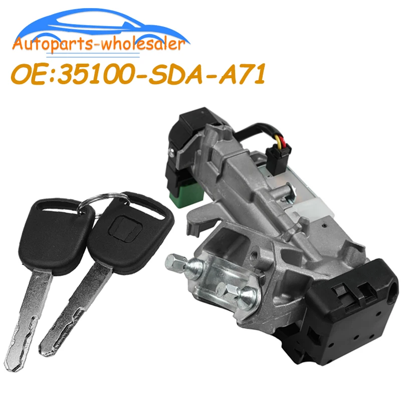 Honda Ignition Switch Cylinder Lock 2 Key Fit Accord CRV Civic Odyssey