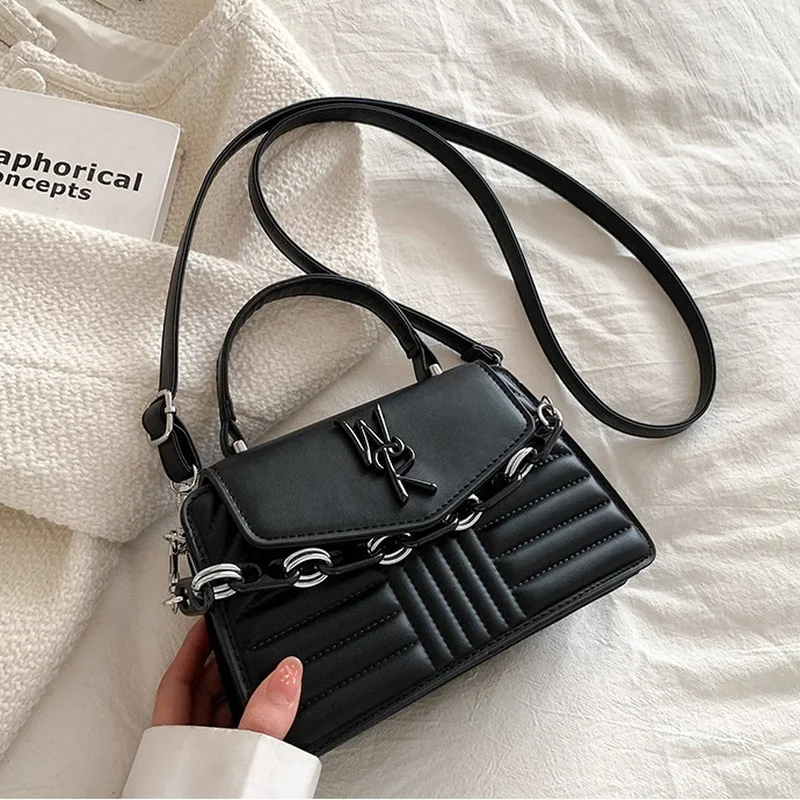 Luxury Letter Chain Crossbody Bags For Women Striped PU Leather Shoulder Hand bag Ladies Purses and