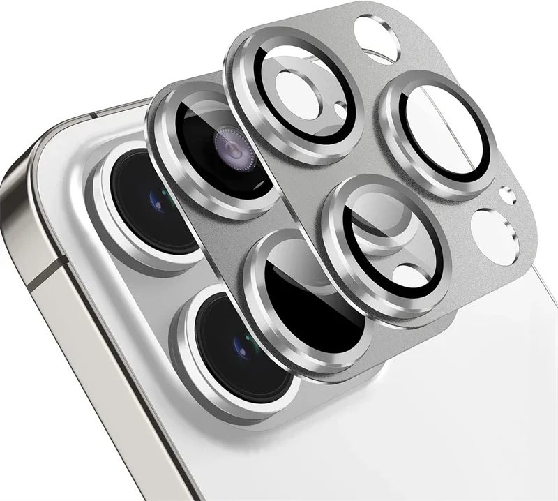 Dual-Pack Metal Camera Lens Protector with Tempered Glass Full Cover