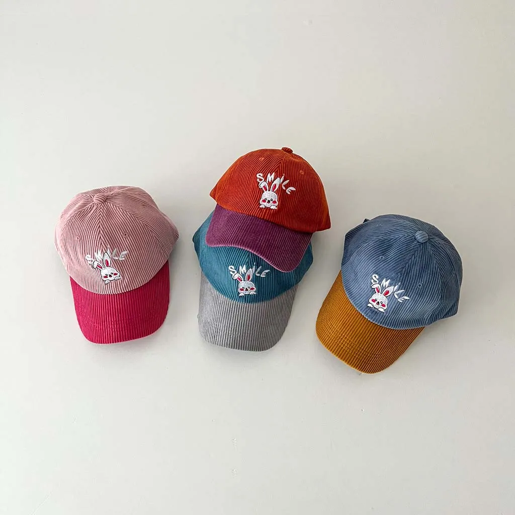 Korea Embroidered Kids Baseball Caps Cute Bunny Baby Peaked Cap Autumn Boys Girls Cap Kids Accessories