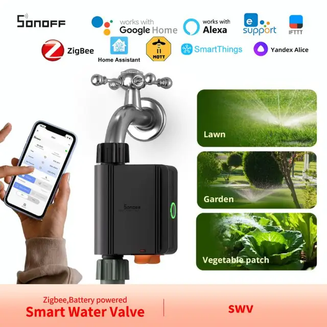 SONOFF SWV Zigbee Water Valve waterproof Sprinkler Controller Smart Home Automate Irrigation Timer Alexa Google home assistant 1