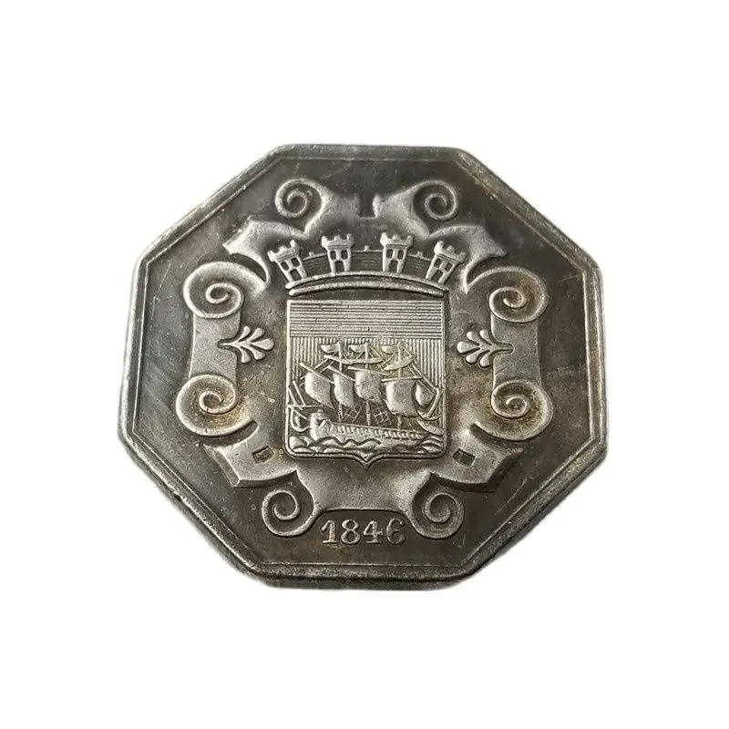 

France 1846 Medal Brass Plated Silver Antique Replica Decorative Coins