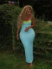 Weird Puss Lace Patchwork Dress Sleeveless Summer Chic Tube Splits Sheath Spaghetti Straps Coquette Sexy Stretch Maxi Vestidos 2
