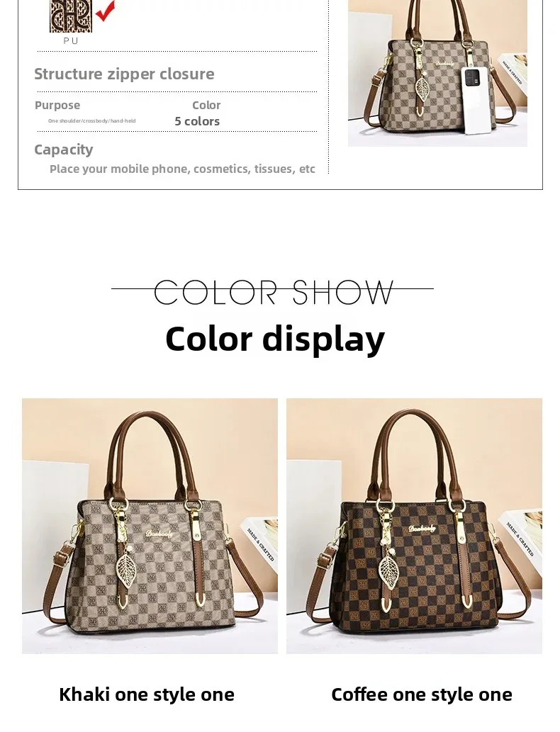 Square Leather Handbag for Daily Use