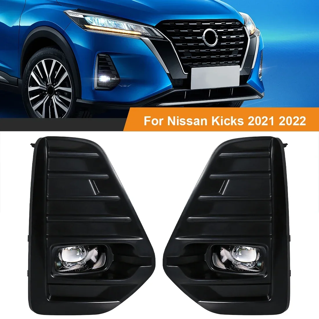 

_ Дневные ходовые огни для Nissan Kicks 2021 2022, противотуманные фары для переднего бампера автомобиля, белые дневные ходовые огни, задняя крышка передней фары 12 В