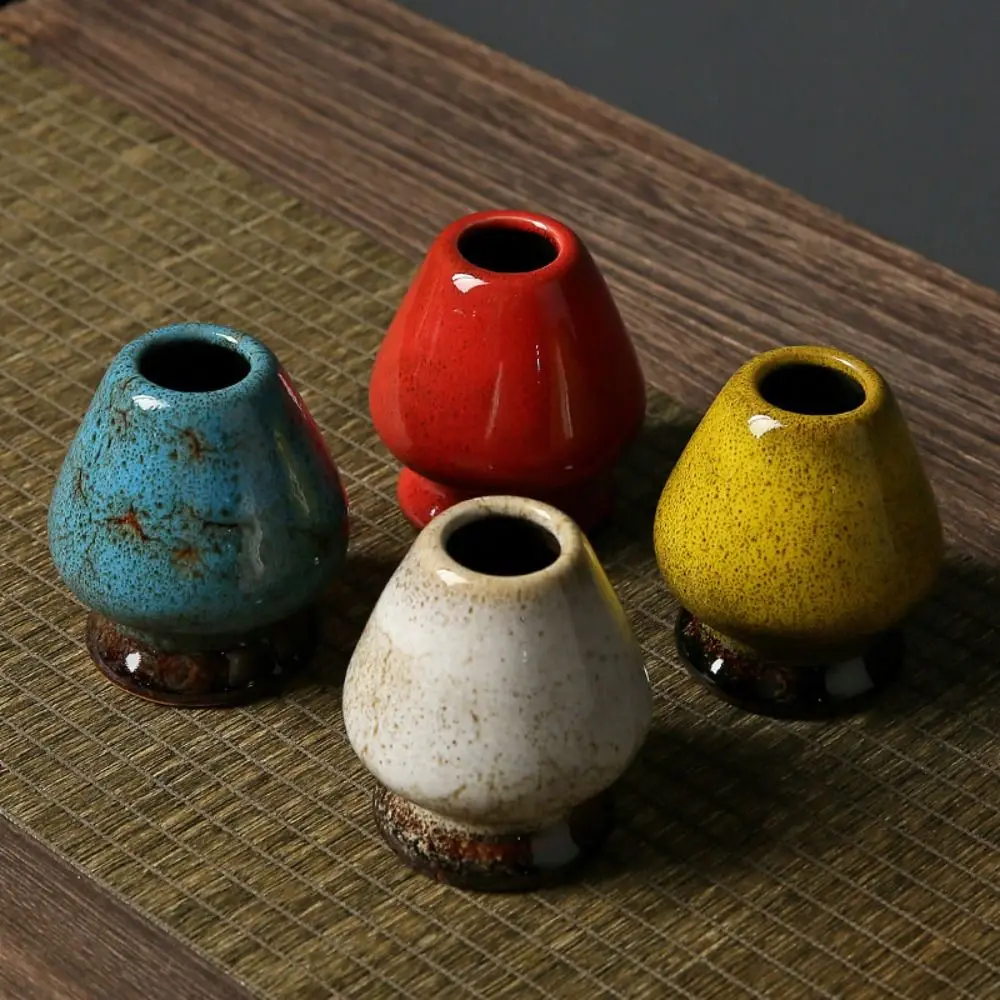 Ceramic Matcha Whisk Stand Smooth Kiln Discoloration Tea Drinking Utensils Bamboo Matcha Chasen Holder for Tea Set Accessories