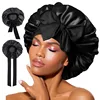 Satin Bonnet Silk Bonnet Adjustable Bonne For Sleeping Hair Bonnet With Tie Band Bonnets For Women Men 1