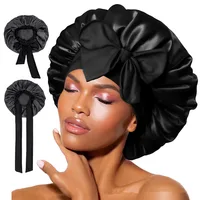Satin Bonnet Silk Bonnet Adjustable Bonne For Sleeping Hair Bonnet With Tie Band Bonnets For Women Men 1