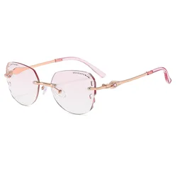 Chic Anti - Blue Light Rimless Butterfly Reading Glasses - +400 (RX - 1)