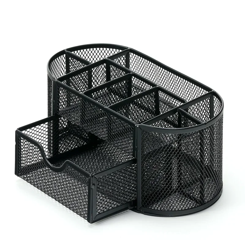 9 Storage Multi-Functional Desk Organizer Mesh Metal Pen Holder Stationery Container Box Office School Supplies Accessories
