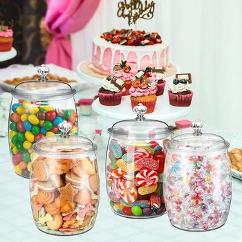 2025 New 2.2/3.8/6.5L 1pc Flour Grains Candy & Cookie Plastic Jar Hard and Smooth Pot with Lids Clear Airtight Food Storage Cani 1