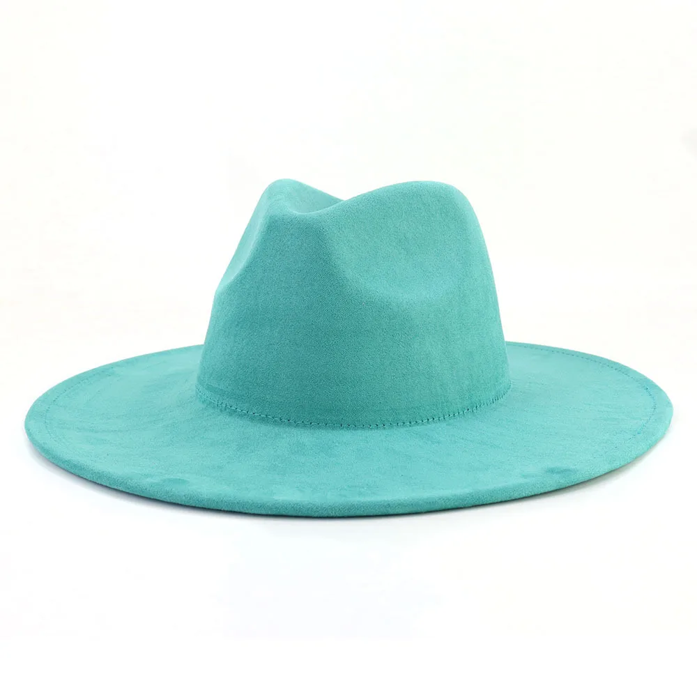 Vegan suede fedora hat 9.5 cm brim jazz hat panama for men and women fedora hat