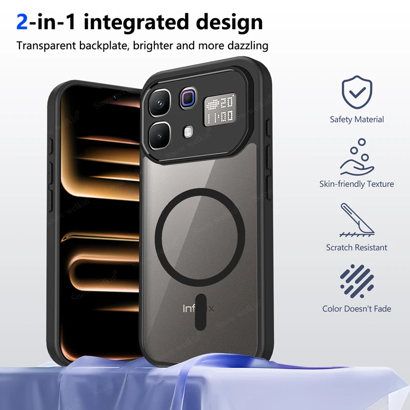 Sleek Magnetic Transparent Silicone Phone Case with PC Back & TPU Bumper - Shockproof & Stylish Cover