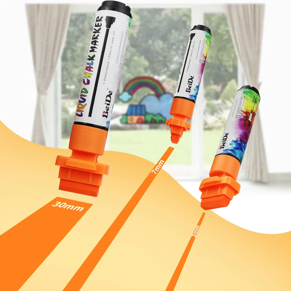 8 Colors Liquid Chalk Marker Pen 30mm Erasable Graffiti Markers for Stone Glass Whiteboard Window Art Supplies 3