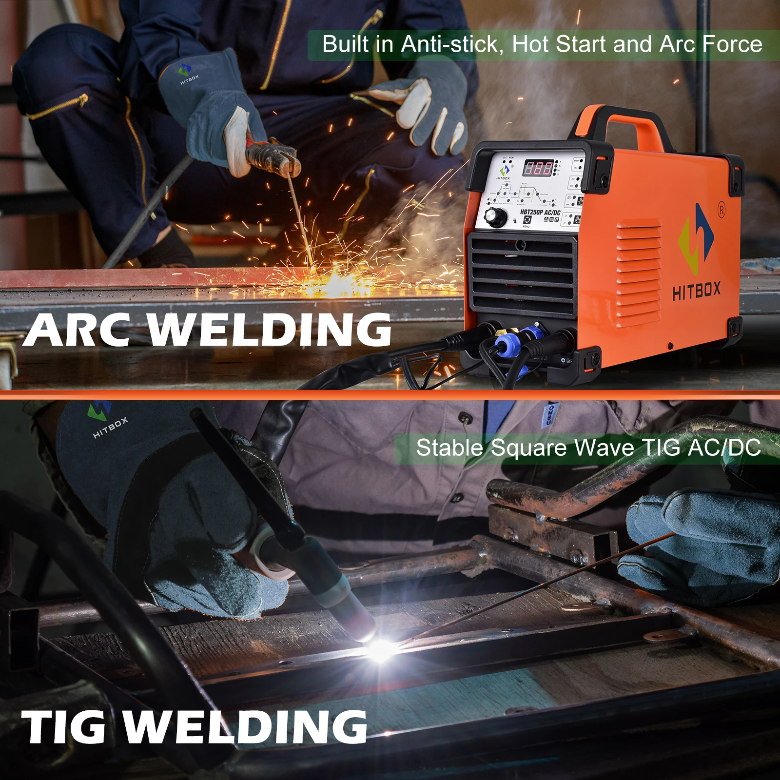 HITBOX AC/DC Welder TIG  Aluminum Tig Welding Machine ARC Stick Welder Tools IGBT Inverter soldador With Pulse HBT250P 3