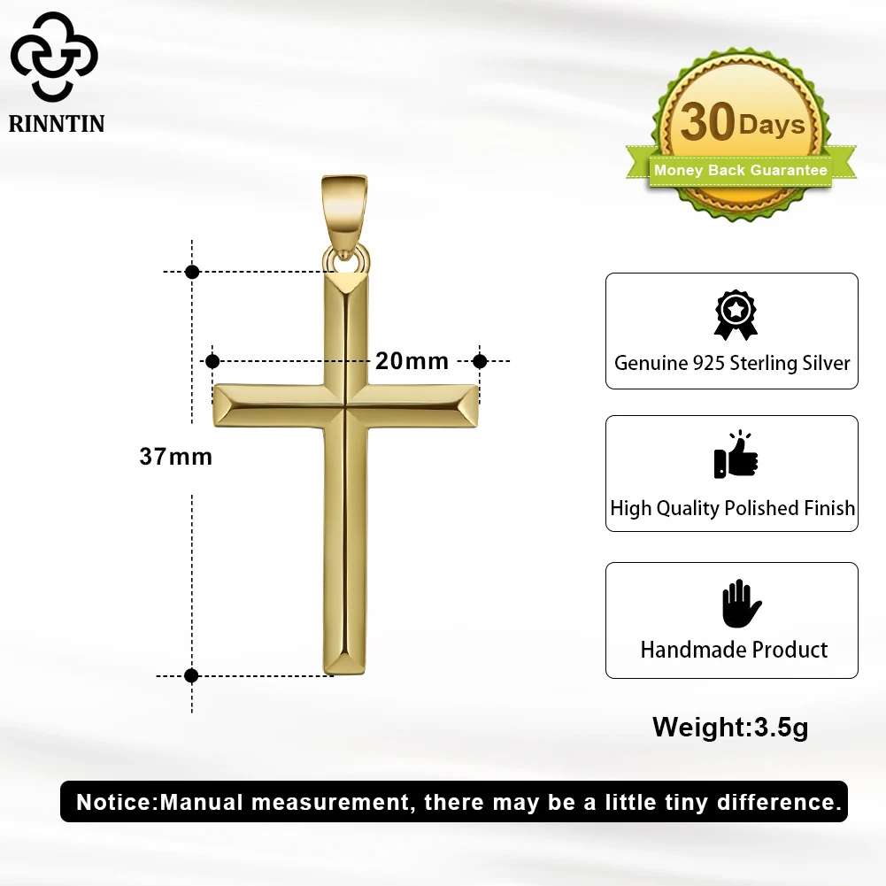 Silver necklace charms pendant necklace silver necklace silver pendant 925 Sterling Silver Simple Cross Pendant for Women Men Fashion Christian Religious Jewelry Chain Gift