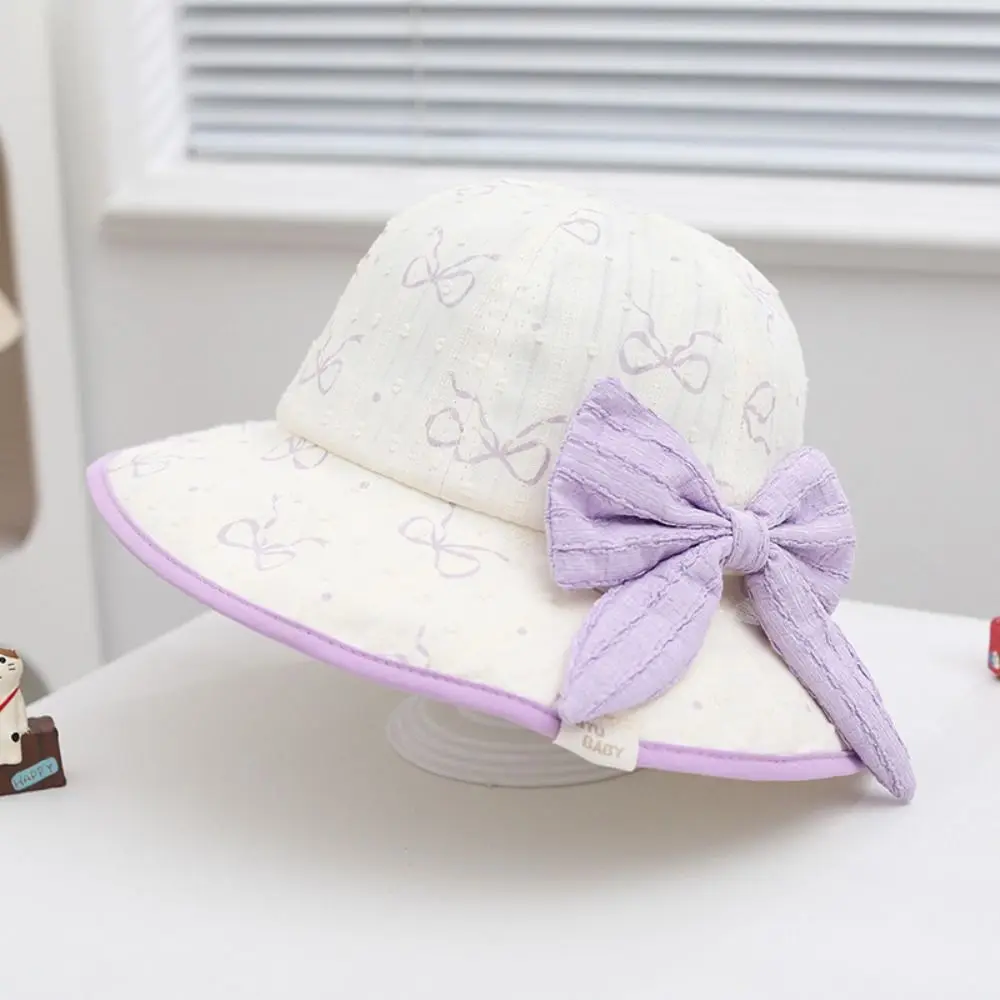 Sunscreen Kawaii Children Sun Hat UV Protection Wide Brim Baby Fishermen Hat Bowknot Sunshade Kids Bucket Hat Summer