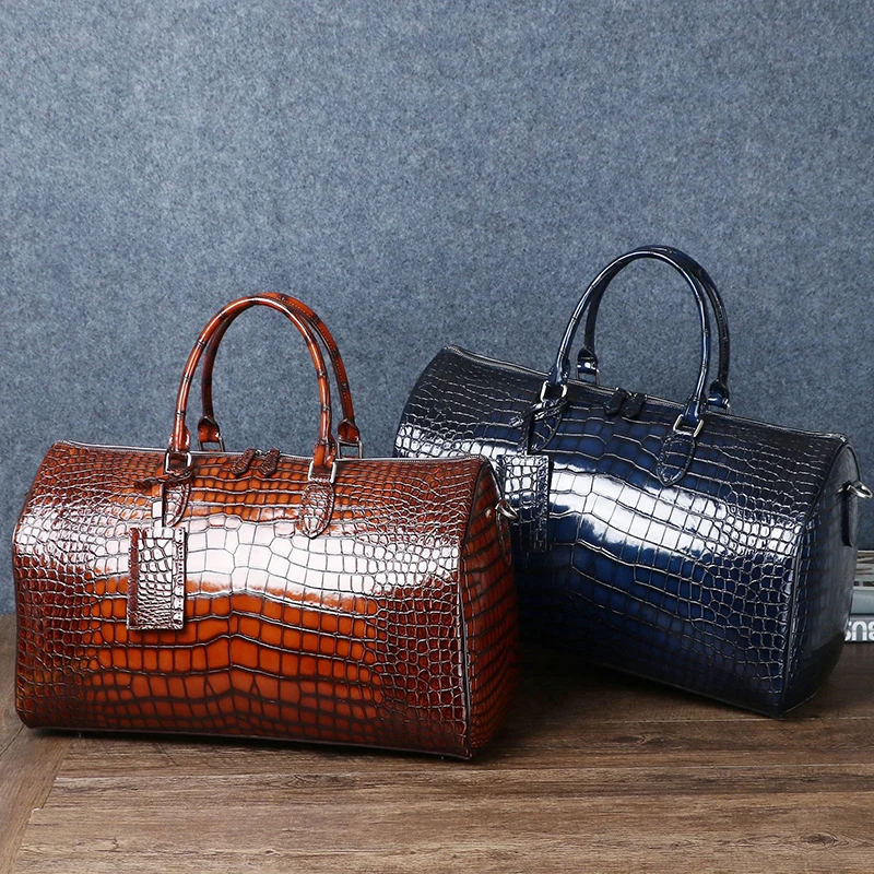 High quality cowhide Crocodile pattern luggage 5