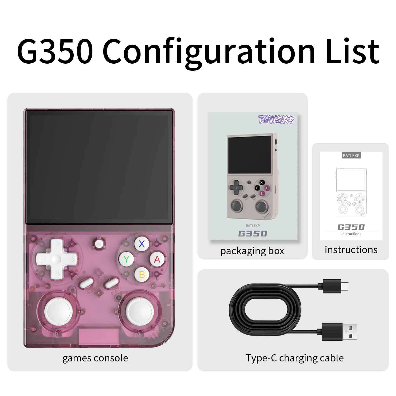 BATLEXP G350 Handheld Game Console 3.5'' IPS Screen Linux System Dual Joystick Vibration Motor Retro