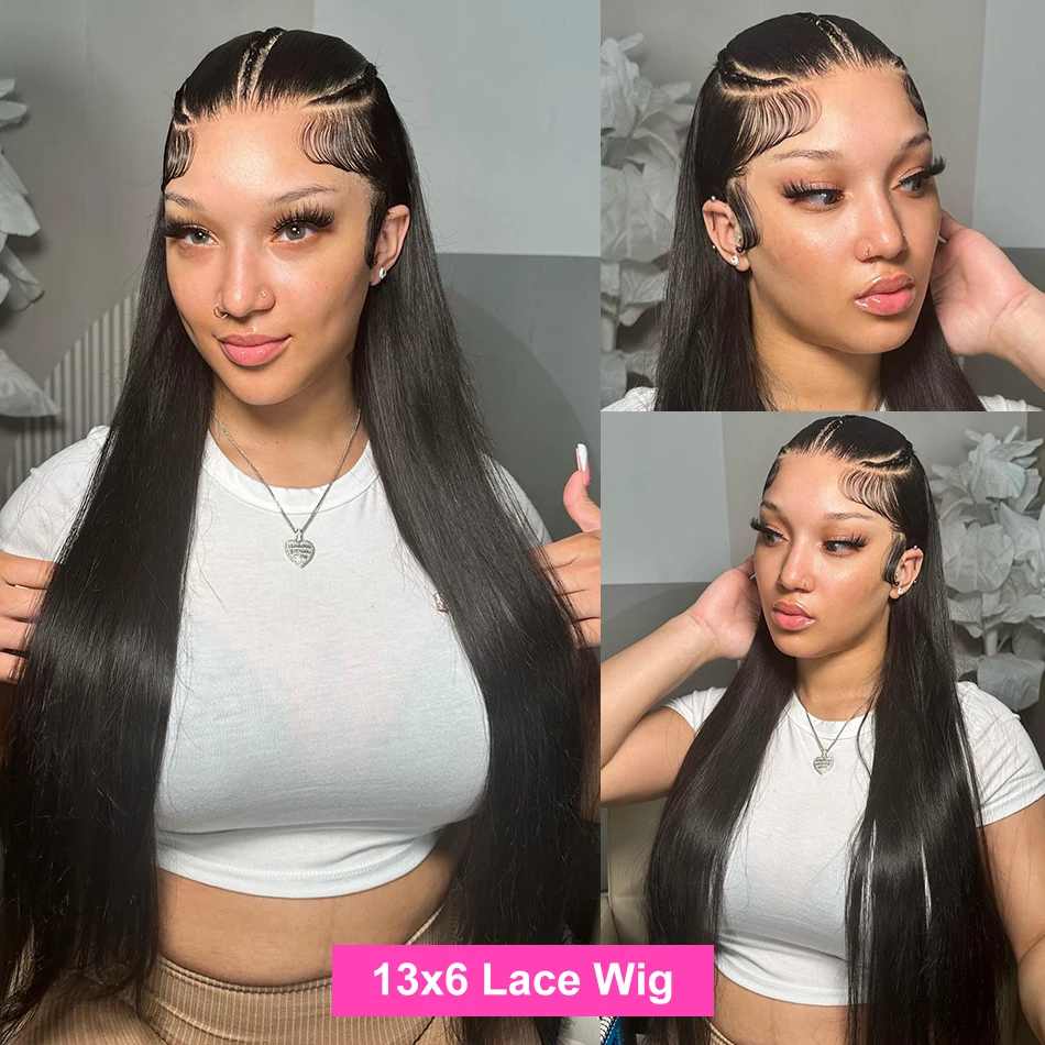 30 Inch HD Transparent Straight 13x4 13x6 Lace Front Human Hair Wigs 250% Remy Brazilian 5x5 Closure Wig For Women