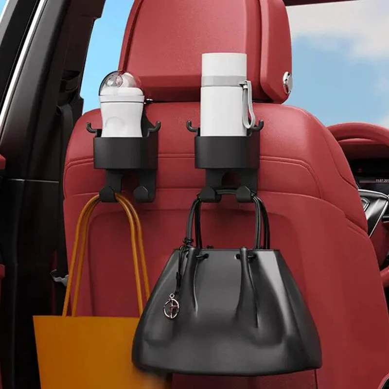 

Car Headrest Cup Holder Drink Pocket Food Tray Hook Hanger for Cell Phones Keys Cards Wallets Coffe Tumbler