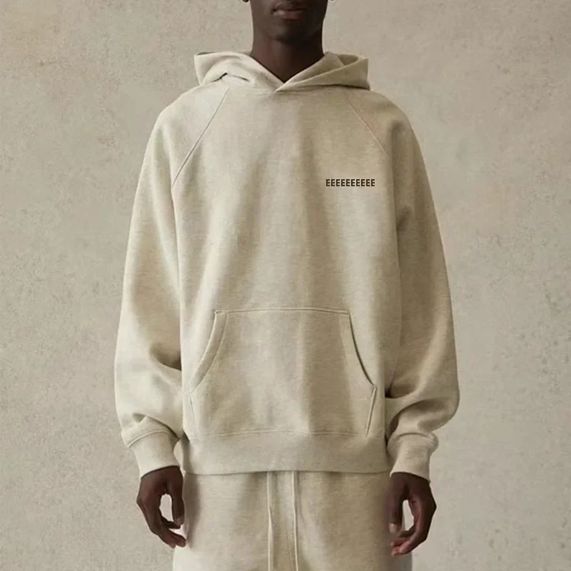 FW21 Luxury Brand Men's Hoodies Chest Two Rows Reflect Letter Logo High Street Oversized Sets men fleece jacket