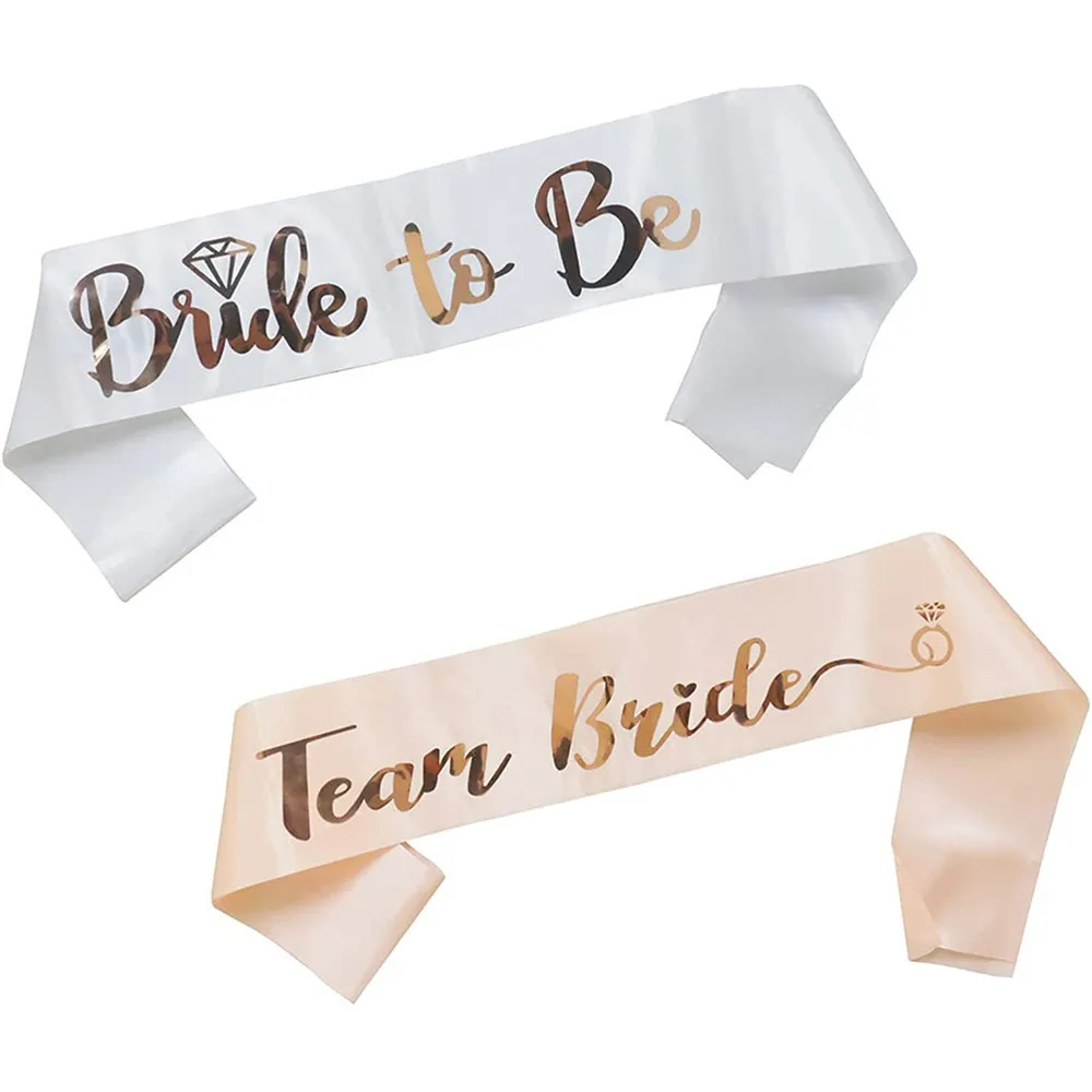Roségoldene Team Bride To Be Satin-Schärpe für Junggesellenabschied, Dekoration, Mädchen, Junggesellinnenabschied, Hochzeit, Brautparty, Dekorationszubehör – Detail 4