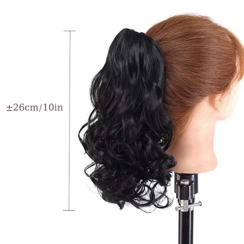 그립 클립 스타일 포니테일 합성 가발 짧은 곱슬머리 10인치 웨이브 내열성 포니테일 곱슬머리, 일상 착용에 적합