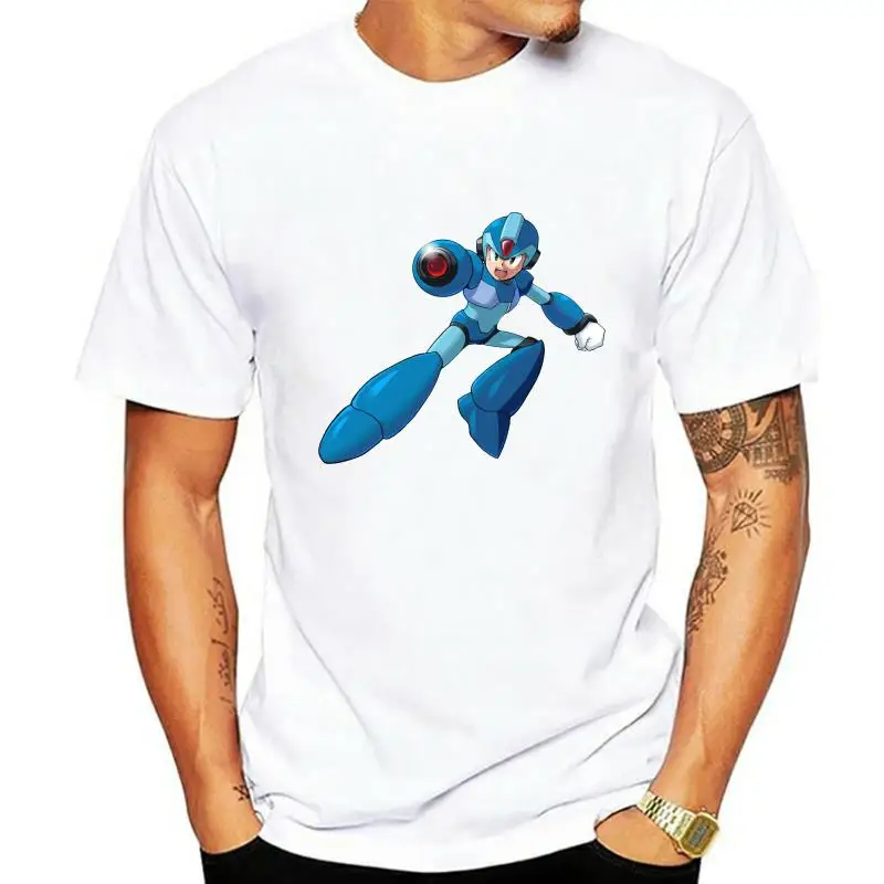 Maglietta Maschile Moda Casual Top T-Shirt In Cotone Brand Top Megaman X Retro Videogioco Tshirt White Basic Tee