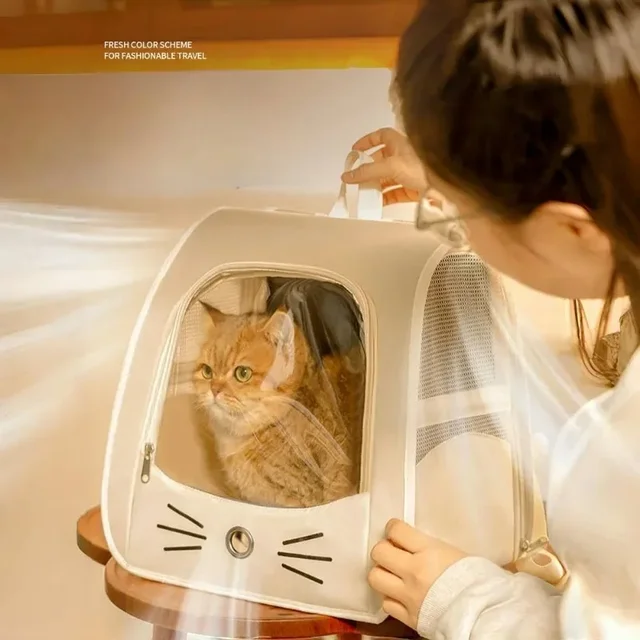 Portable Cat Bag Breathable Comfortable Pet Backpack Go Out Foldable High-capacity Pet Supply Convenient Durable Cat Backpack 2