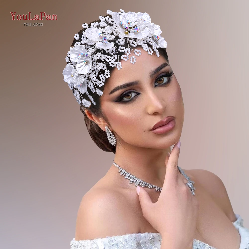 YouLaPan Bride Beaded Headband Colorful Gemstone Woman Party Headwear Elegant Women Wedding Event Hair Accessories HP675