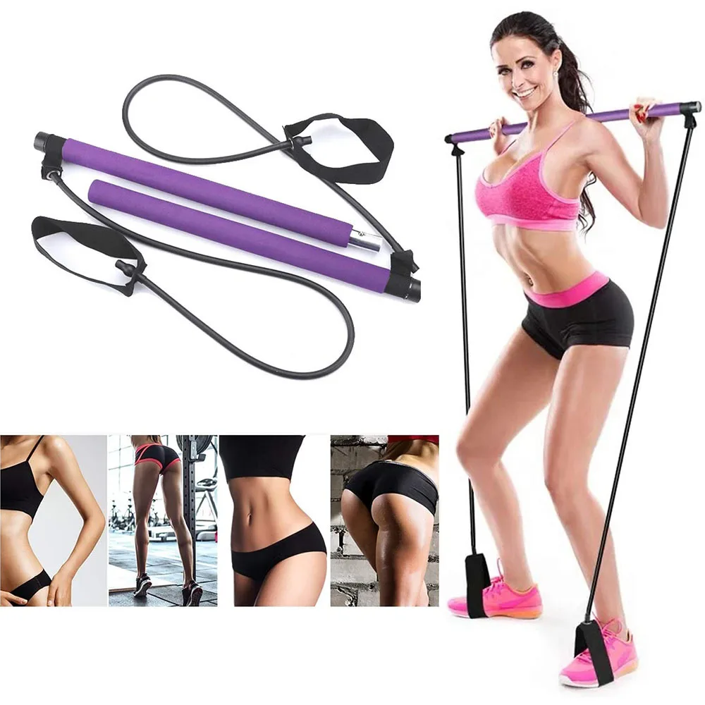 Yoga Pilates Bar Stick Crossfit Workout Elastic Resistance Bands Yoga Exerciser Pull Rope Portable Home Gym Fitness Equipment 1