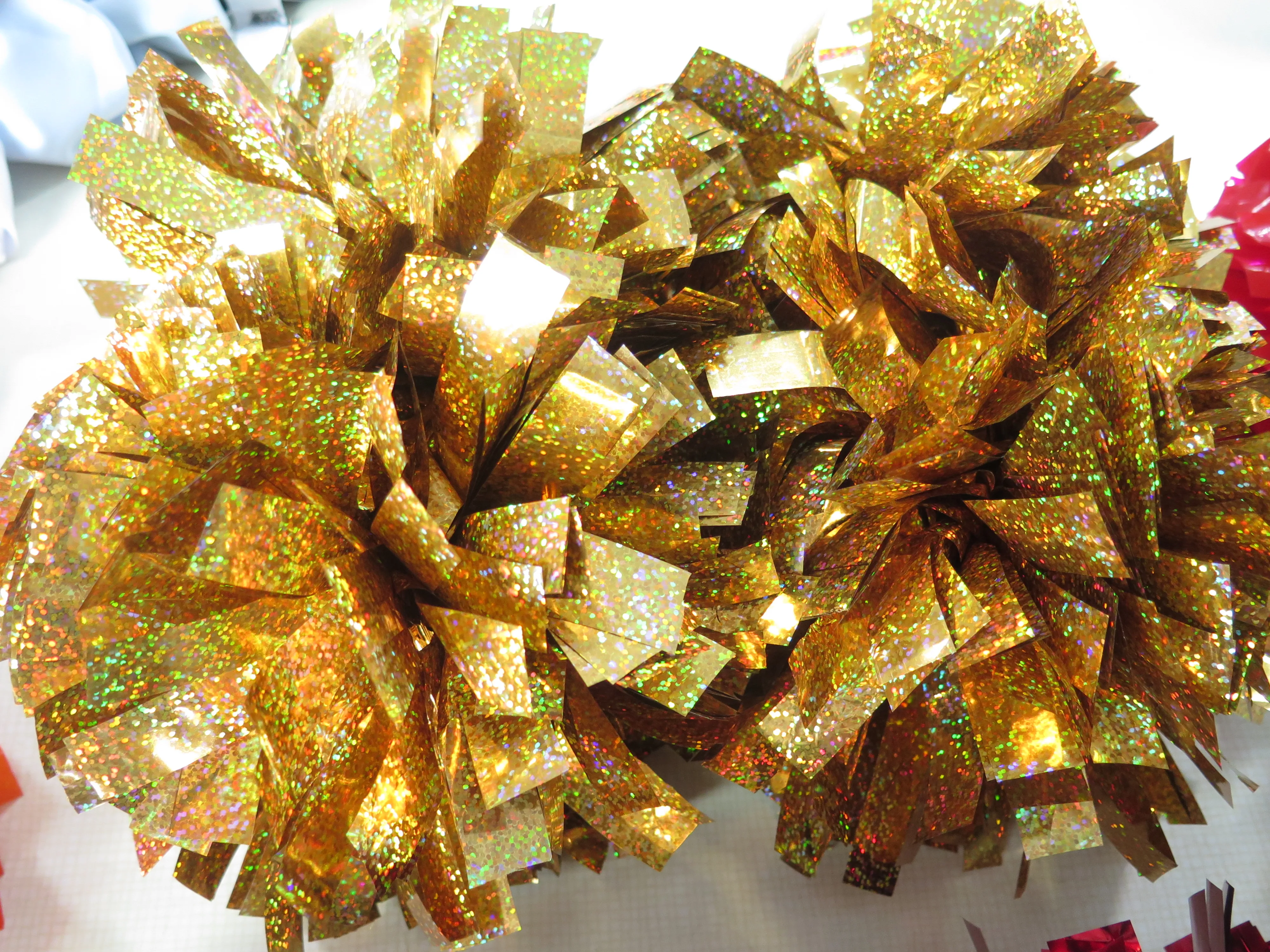 Blue metallic colorful Poms,4" 6" 8" 10" cheer pom poms,golden poms