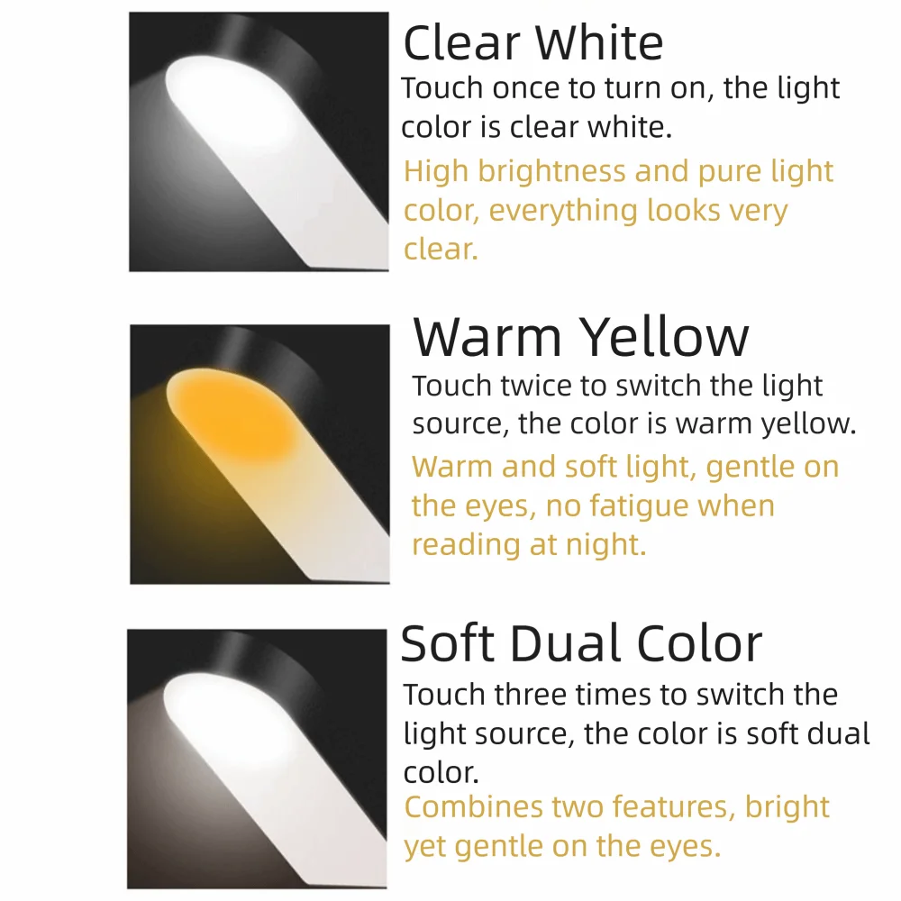 Compact Adjustable Book Clip Lamp 360 Degree Bending Portable LED Reading Lights 3 Colors Detachable Mini Table Lamp Bedside