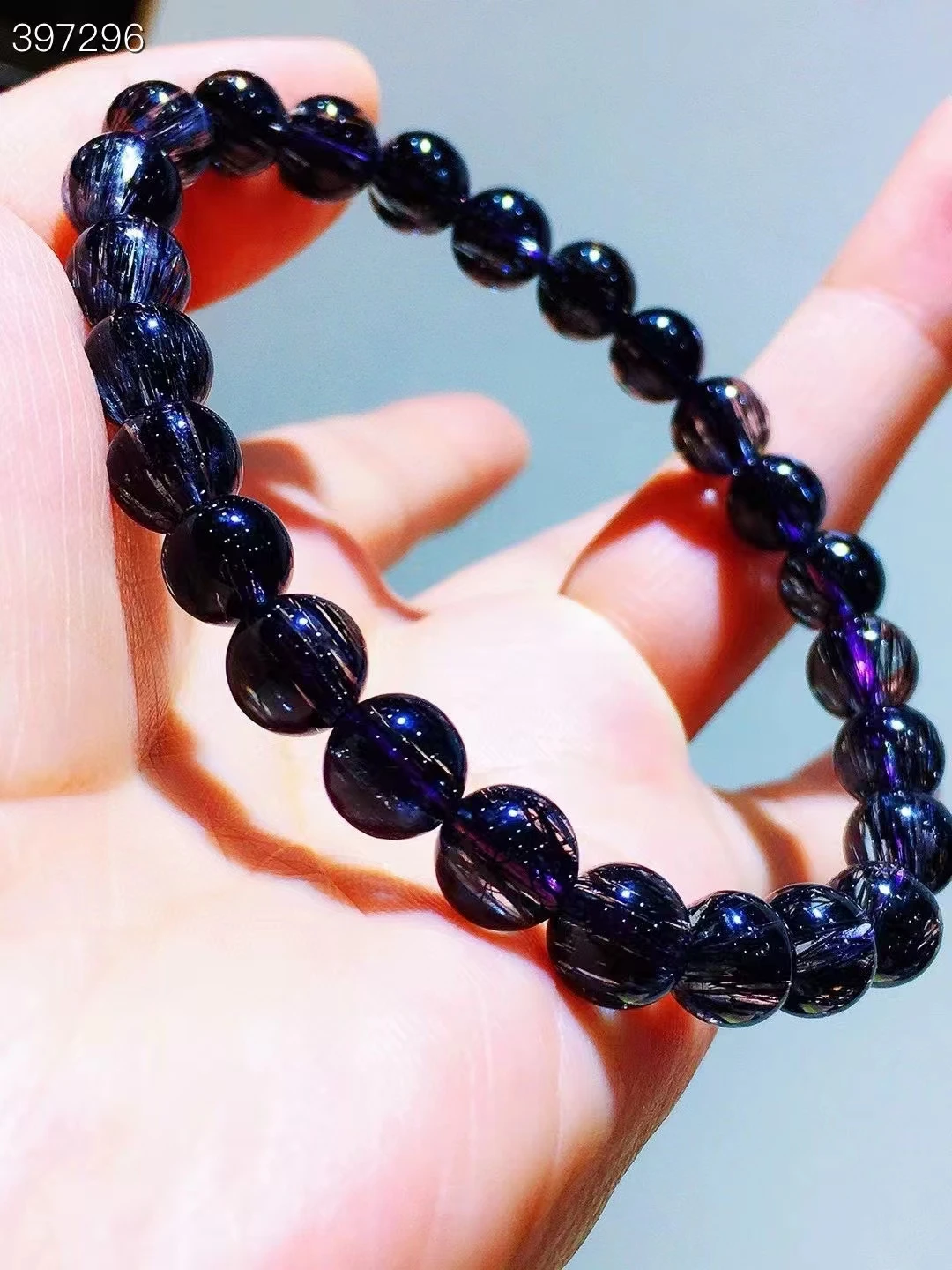 

Natural Black Rutilated Quartz Clear Round Beads Bracelet 7.8mm Stretch Women Men Black Rutilated Rare AAAAAA Genuine