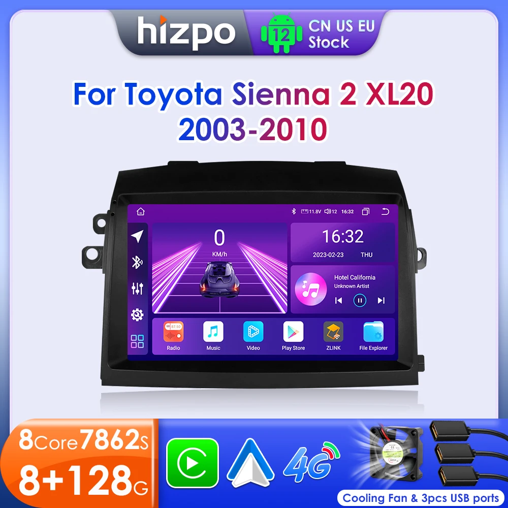 Hizpo Autoradio Per Toyota Sienna 2 Xl20 2003 2004-2010 Navigazione Multimediale 2 Din Android Autoradio Carplay Stereo Head Unit