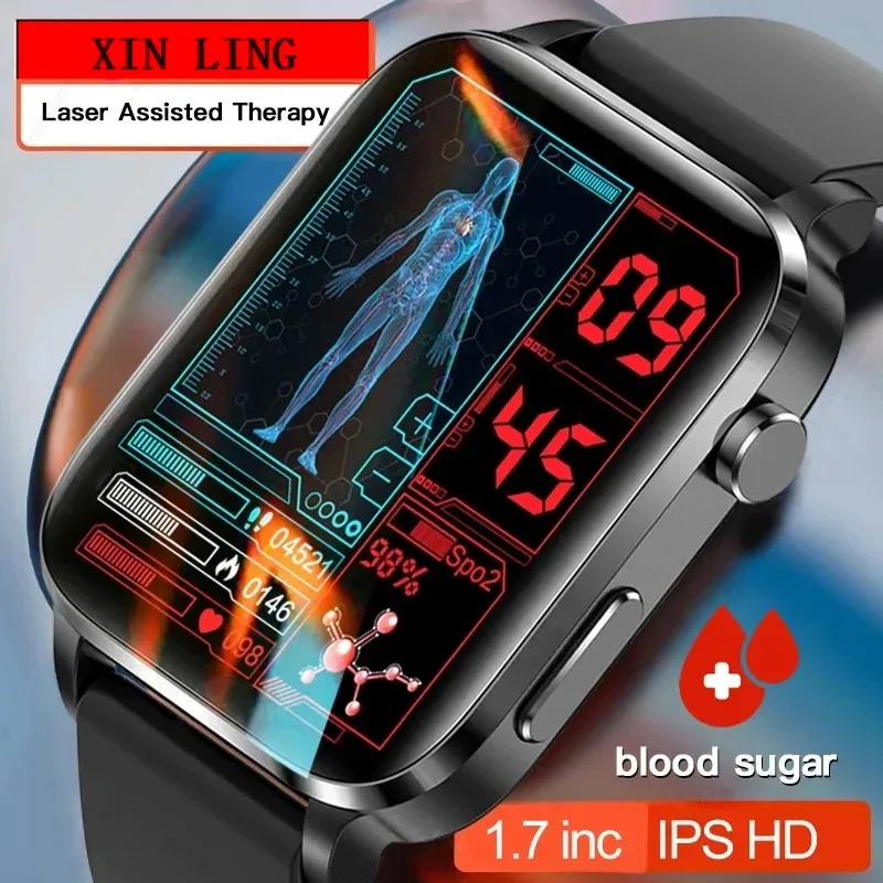 

2023 Non-Invasive Blood Glucose Men's watches Laser Treatment Blood Pressure Healthy Blood Glucose Meter smartwatch For xiaomi