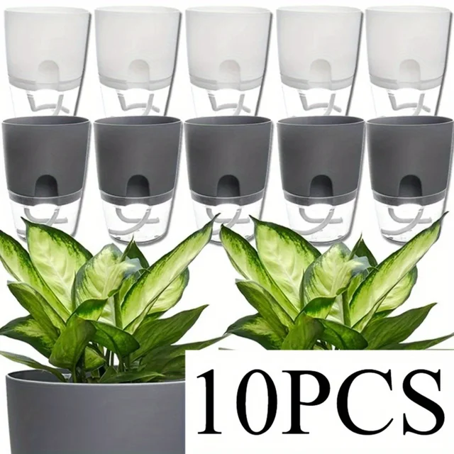 10/5Pcs Self Watering Plastic Flower Pot Double Layer Hydroponics Plants Bonsai Pot Vases Succulent Potted Home Office Decor 3