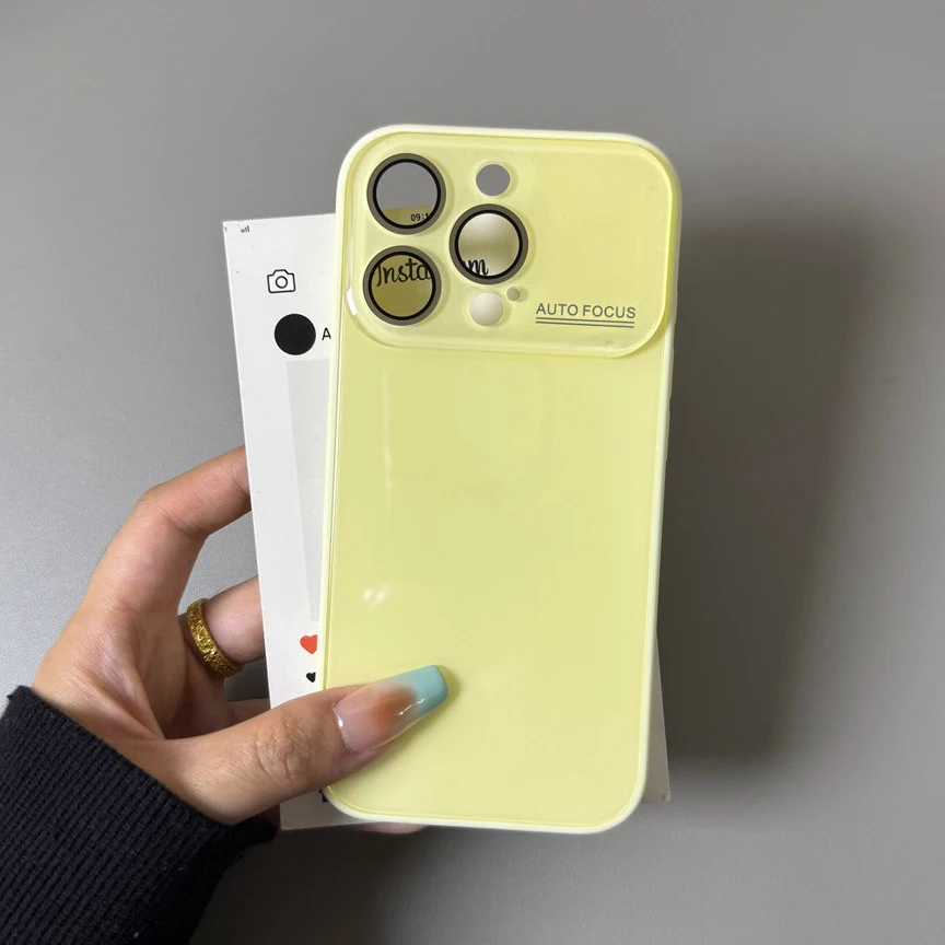Candy Color Glass Shockproof Case with Camera Lens Protection and Hard Back Cover
