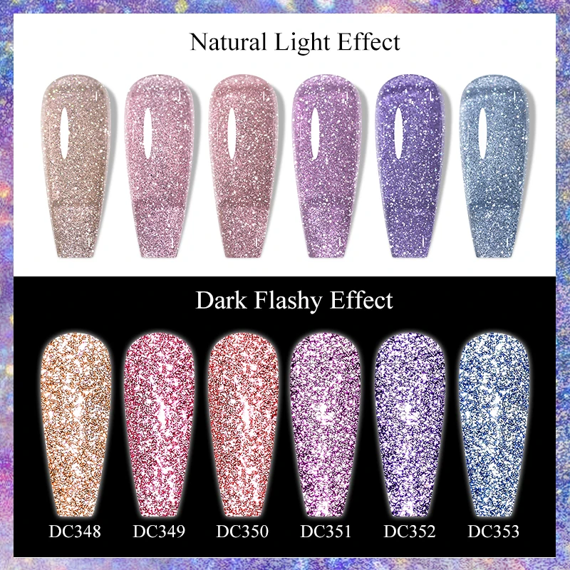 Mtssii 7ml Glitter Reflective Rubber Base Gel Nail Polish Laser Sparkling Semi Permanent Soak Off UV Gel Art Nails Varnish 2