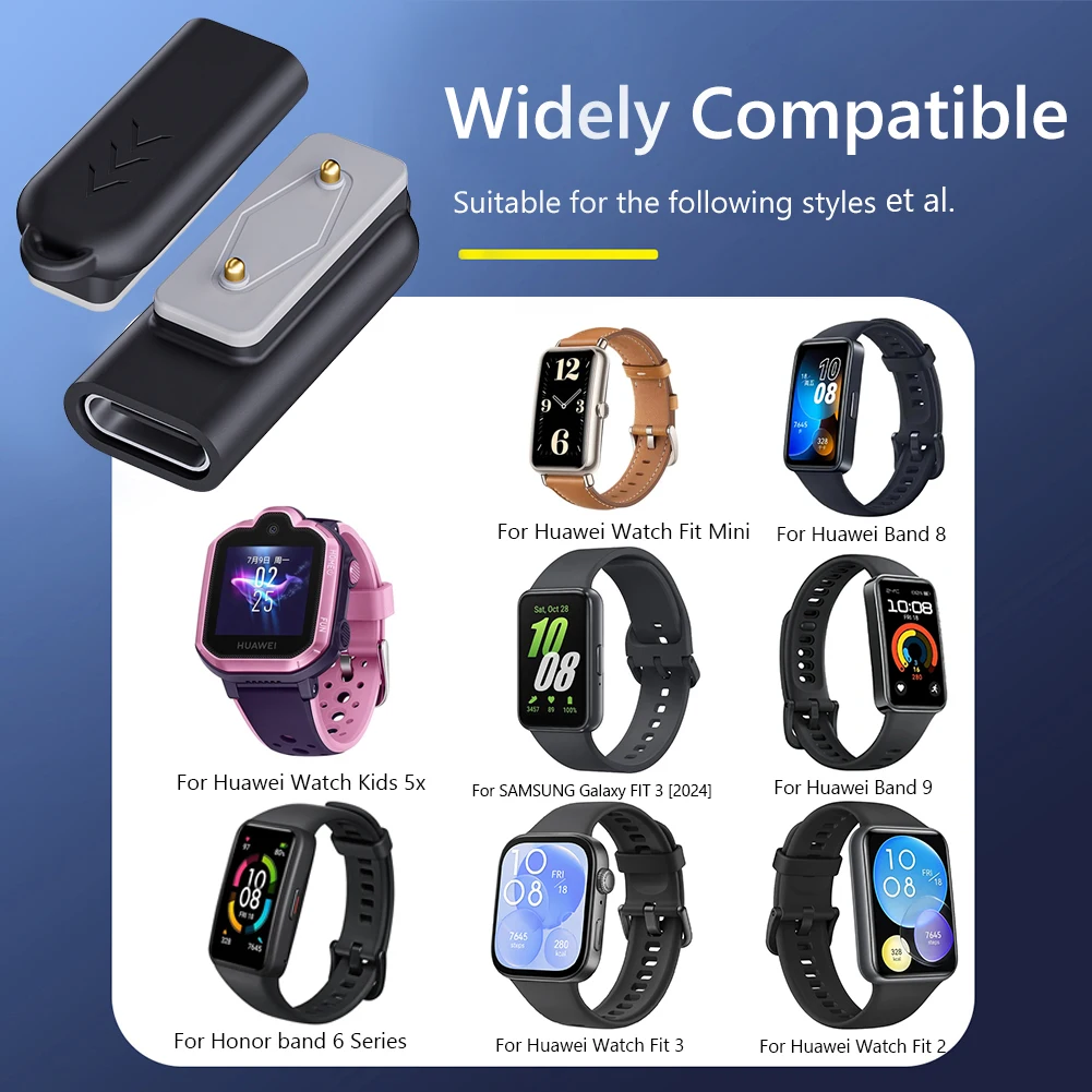 Portable USB Type-C Elbow Charging Adapter for Smart Fitness Trackers and Watches