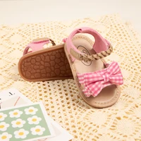 Infant Baby Shoes Girl Flats Sandals Soft Sole Anti-Slip Summer Bowknot Dot Stripe Lace Crib Shoes Newborn First Walker Hot Sale 3