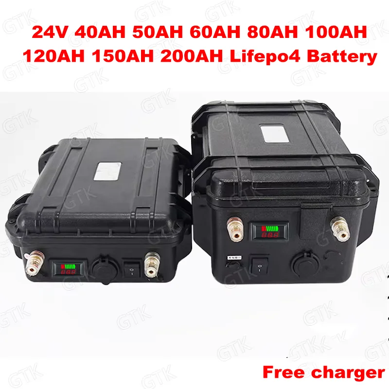 GTK 24V 50AH 60AH 80AH 100AH 150AH Lifepo4 Lithium Battery With BMS For Trolling Fishing Inflatable Boat,Golf Carts,Camping equi 1